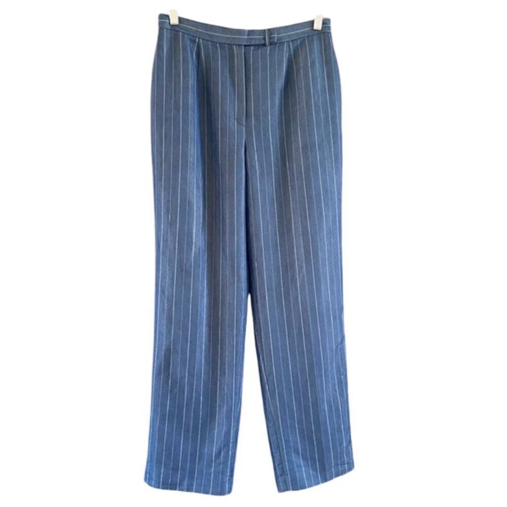 3/$15 Kasper Blue Pinstriped Suit Trousers Dress Slacks 10P